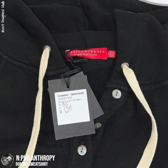 N:PHILANTHROPY DOMINO HOODIE HIGH-LOW SWEATSHIRT IN BLACK CAT WOMEN SIZE SMALL - Picture 14 of 16